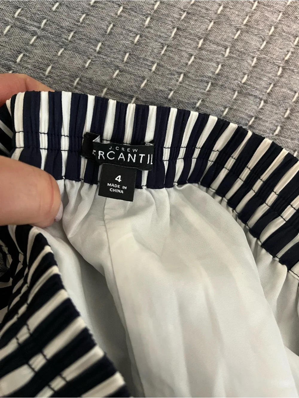 J. Crew Navy and White Vertical Stripe A-Line Skirt